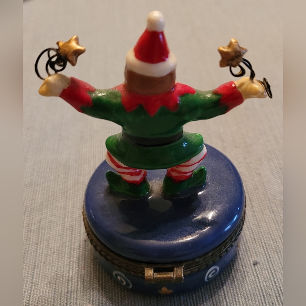 Holiday Clown Hinged Trinket Box with Miniature Top - Picture 2 of 4